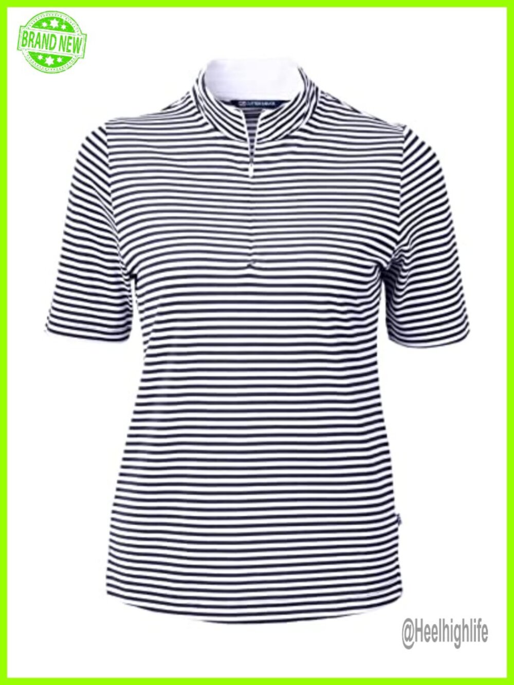 Eco Pique Recycled Golf Polo Mock Neck Zip Short Sleeve Athletic Top